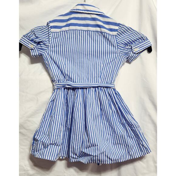 Polo Ralph Lauren Girls Blue Pin Striped Belted Dress - Picture 2 of 5